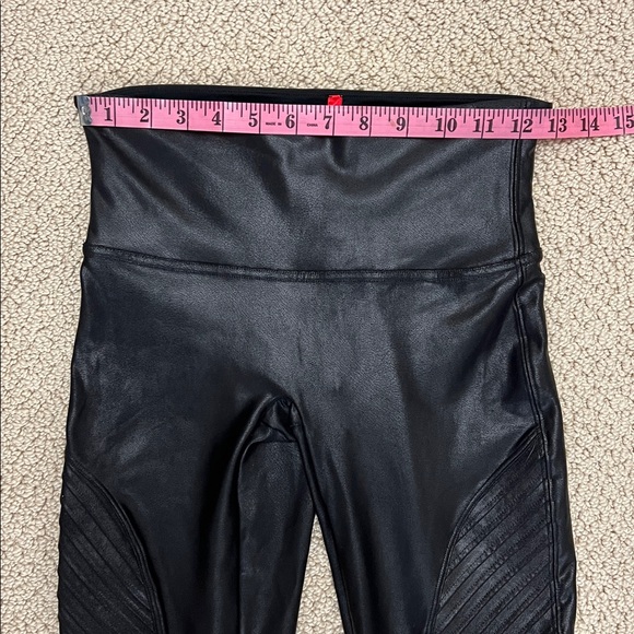 SPANX Faux Leather Moto Leggings Style 20136R Very Black Shapewear Power Waist M - Picture 12 of 16